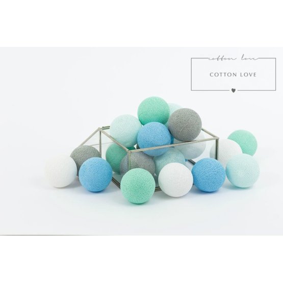 Baumwolle leuchtend LED Kügelchen Cotton Balls - mint pastell